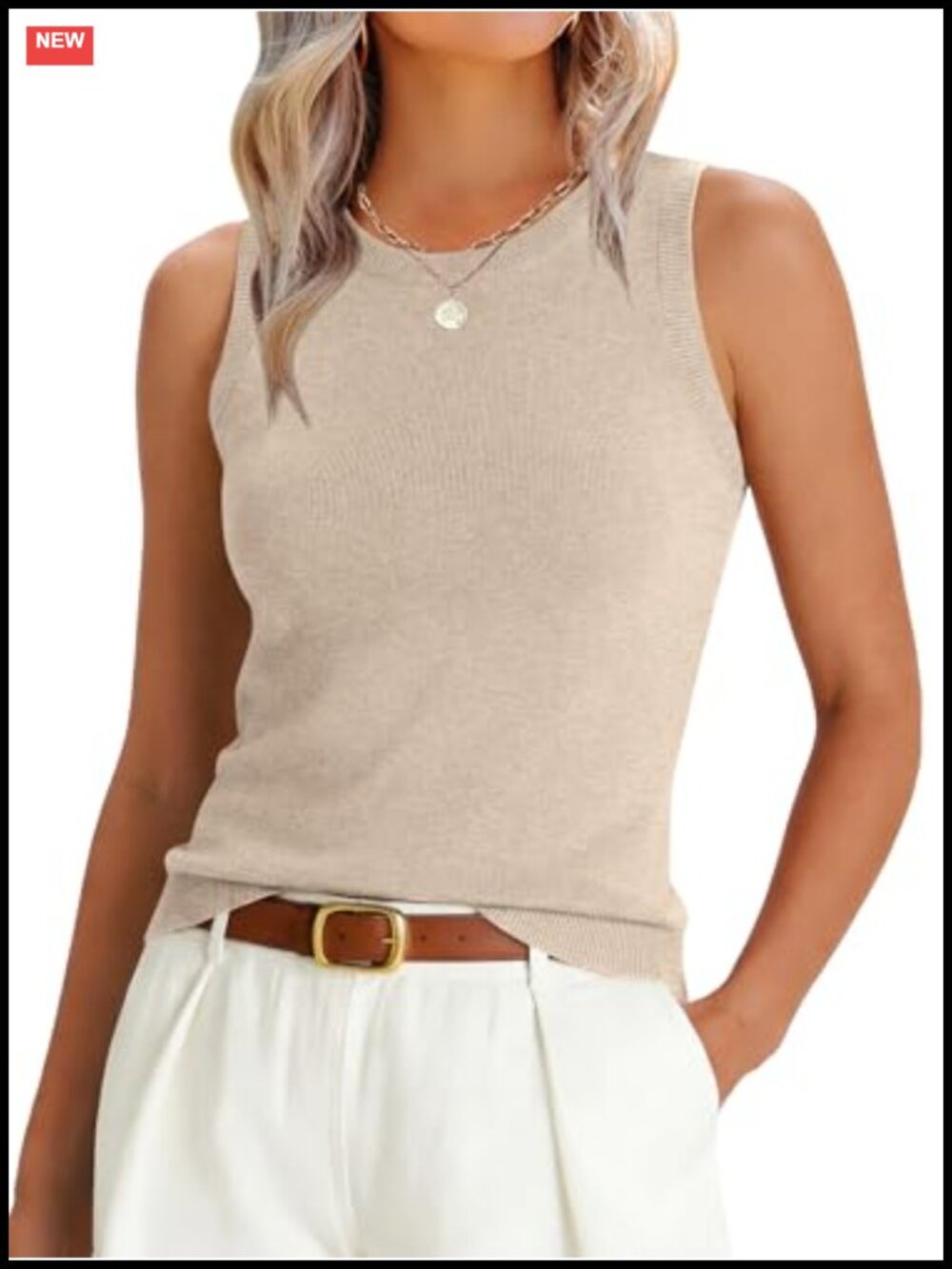 Women's Sleeveless Slim Fit Wool Blend Tank Top